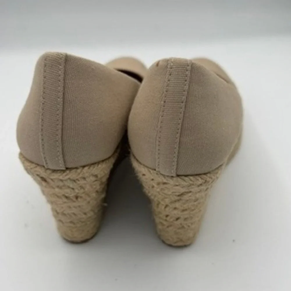 J.Crew Espadrille Wedges Women Sz 9.5 Beige Canvas Jute Summer Shoes
